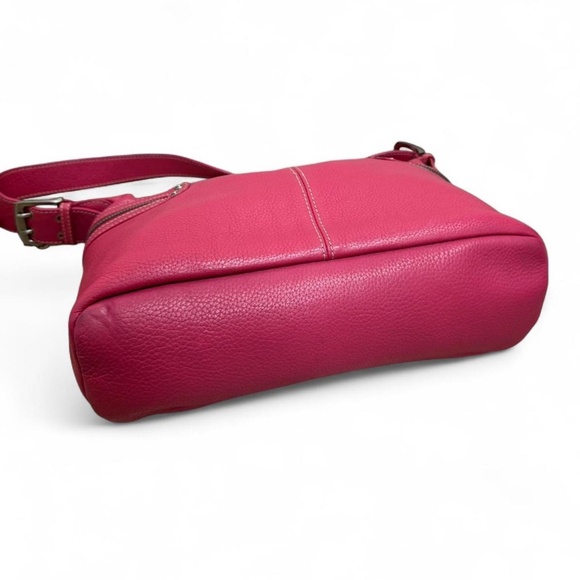 Tignanello hot pink leather shoulder bag Y2K 2000s purse silver zip  Genuine lea - Picture 5 of 7